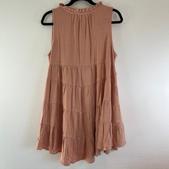 Umgee Womens L Pink Peach Sleeveless Linen Blend Top Blouse Tunic Flowy Boho - Picture 2 of 10